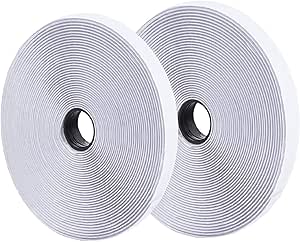 0.75 Inch x 82 Feet White Self-Adhesive Hook and Loop Tape - Sticky Back Fastening Tape for Stationery and Household Purposes