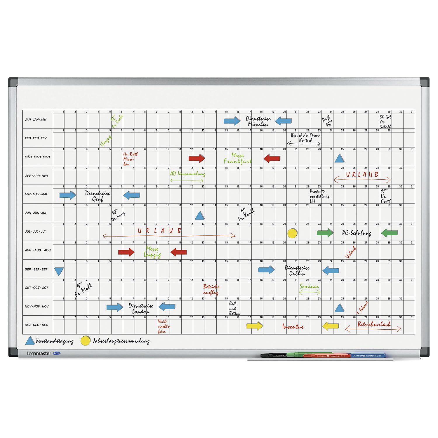 Legamaster 7-411000 Premium Year Planner UV Hardened Whiteboard Horizontal Year Overview 90 x 60 cm