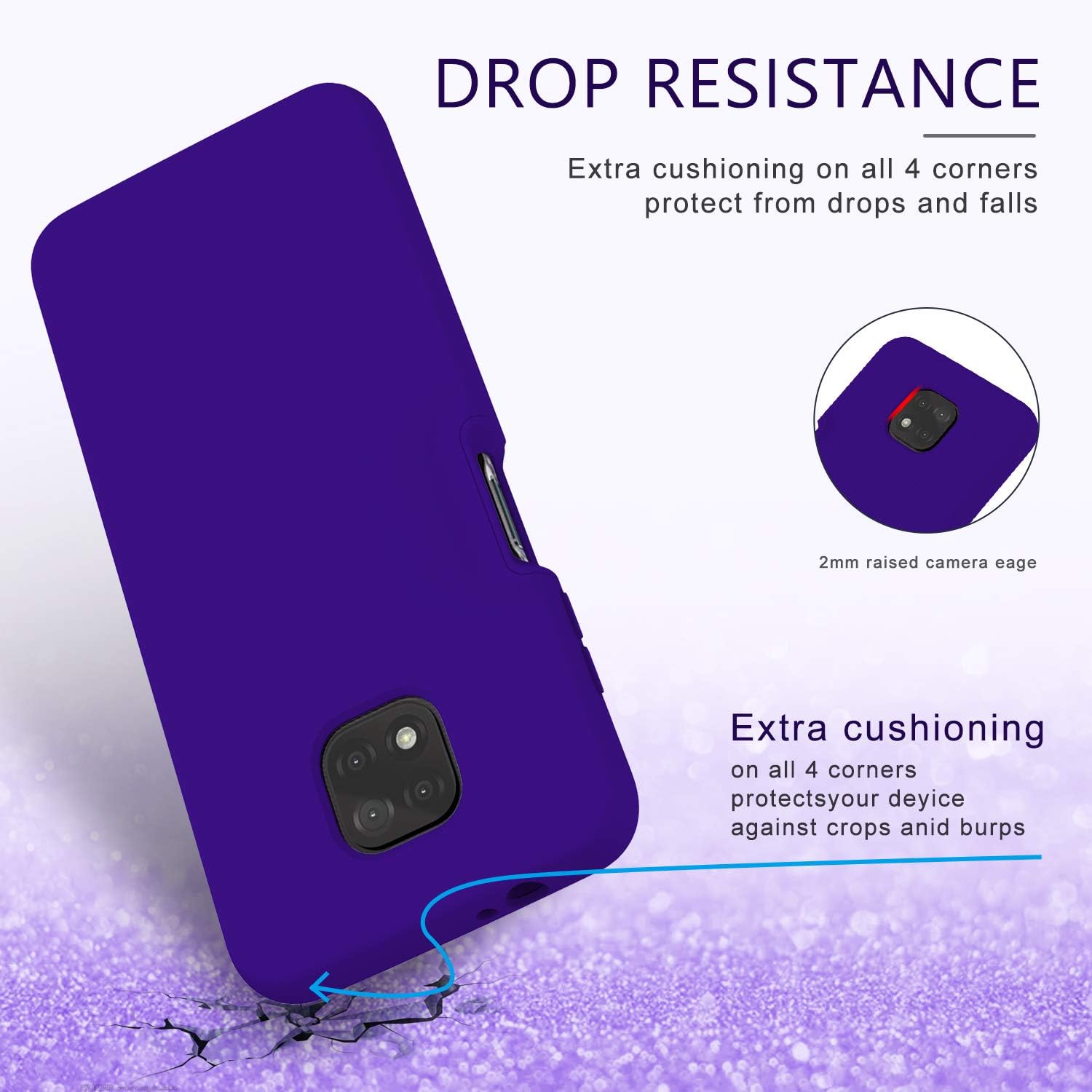 PULEN for Moto G Power 2021 Case with Built-in Screen Protector,Rugged PC Front Cover + Soft Liquid Silicone Non-Slip Back Cover, Shockproof Full-Body Protective Case Cover (Purple)