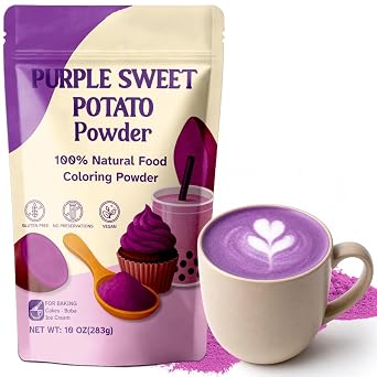 Purple Sweet Potato Powder - 100% Pure Ube Powder for Latte, 10oz/283g Purple Natural Food Coloring for Baking, Smoothies, Desserts, Vegan, No Added Sugar
