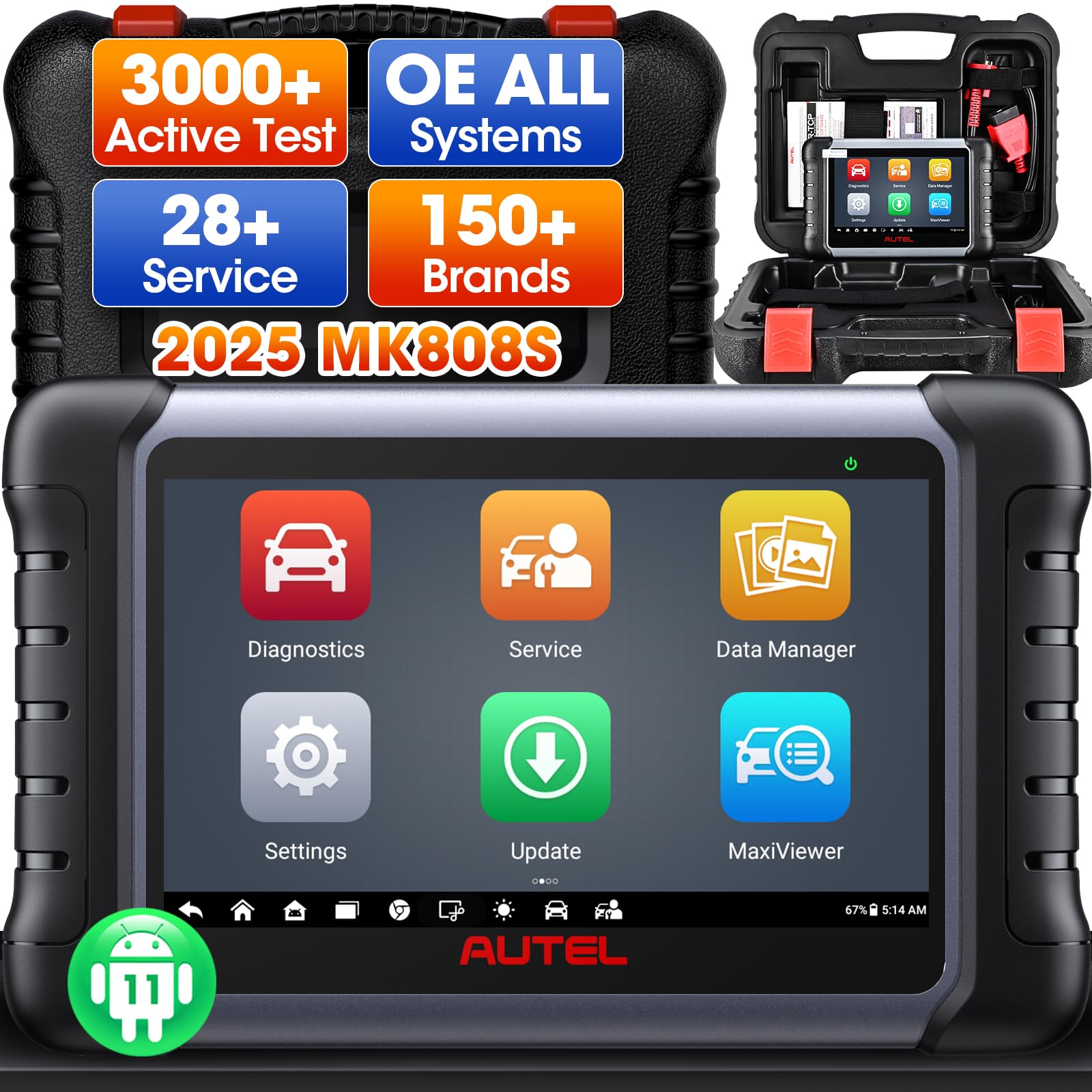 Autel MaxiCOM MK808 Strumento diagnostico OBD2, con tutte le funzioni di sistema e servizio incluso reimpostazione spia olio, EPB, BMS, SAS, DPF, TPMS e IMMO (MD802+MaxiCheck Pro)