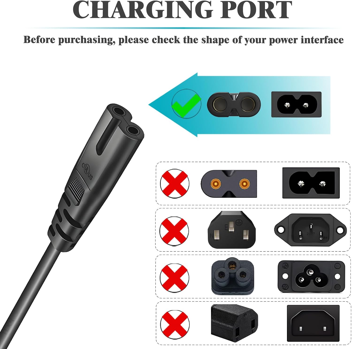 6Ft AC Power Cord for Sony PS5 PS4, Xbox One S/X, Xbox Series X/S, TV, Universal IEC C7 Figure 8 2 Prong Replacement Cable