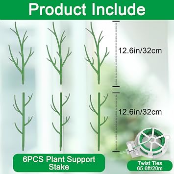 Orgrimmar 6 Pack Monstera Plant Support Stakes Adjustable Length with Green Ties for Indoor Outdoor Climbing Plants