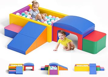 8PCS Foam Soft Play Set, EN71 Certified Montessori Toy for 3+, Anti-Slip Indoor Climbing Blocks, Toddler Motor Skill Development Building Bricks Multi-Colour
