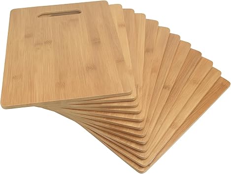 Set of 12, Bulk Wholesale Bamboo Cutting Boards Thin 12X9" Blank Wood Serving Trays for Snacks, Cheese, Appetizers, Grazing Platter, Engraving Gifts, Epoxy Resin Crafts, or Rustic Wall Deco