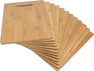 Set of 12, Bulk Wholesale Bamboo Cutting Boards – Thin 12X9" Blank Wood Serving Trays for Snacks, Cheese, Appetizers, Grazing Platter, Engraving Gifts, Epoxy Resin Crafts, or Rustic Wall Deco