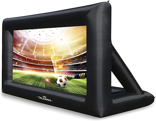 Pantalla de proyector inflable de 22 pies para aire libre e interior, soplador de ver películas, amarres, estacas, bolsas de arena y bolsa de