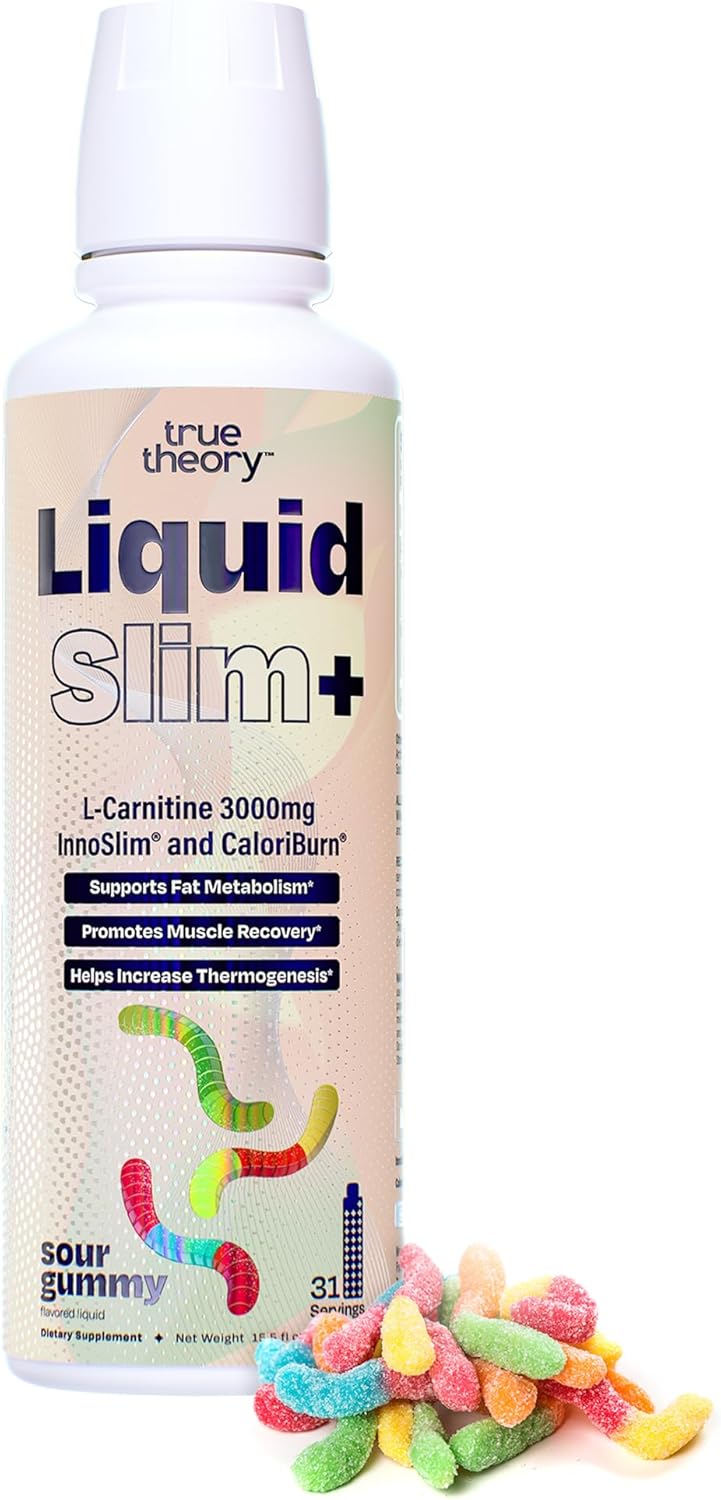 Liquid Slim – Advanced Liquid L-Carnitine 3000mg with CaloriBurn GP® and InnoSlim®, Stimulant Free, Zero Calorie, Sugar Free, Sour Gummy Worms Flavor, 31 Servings
