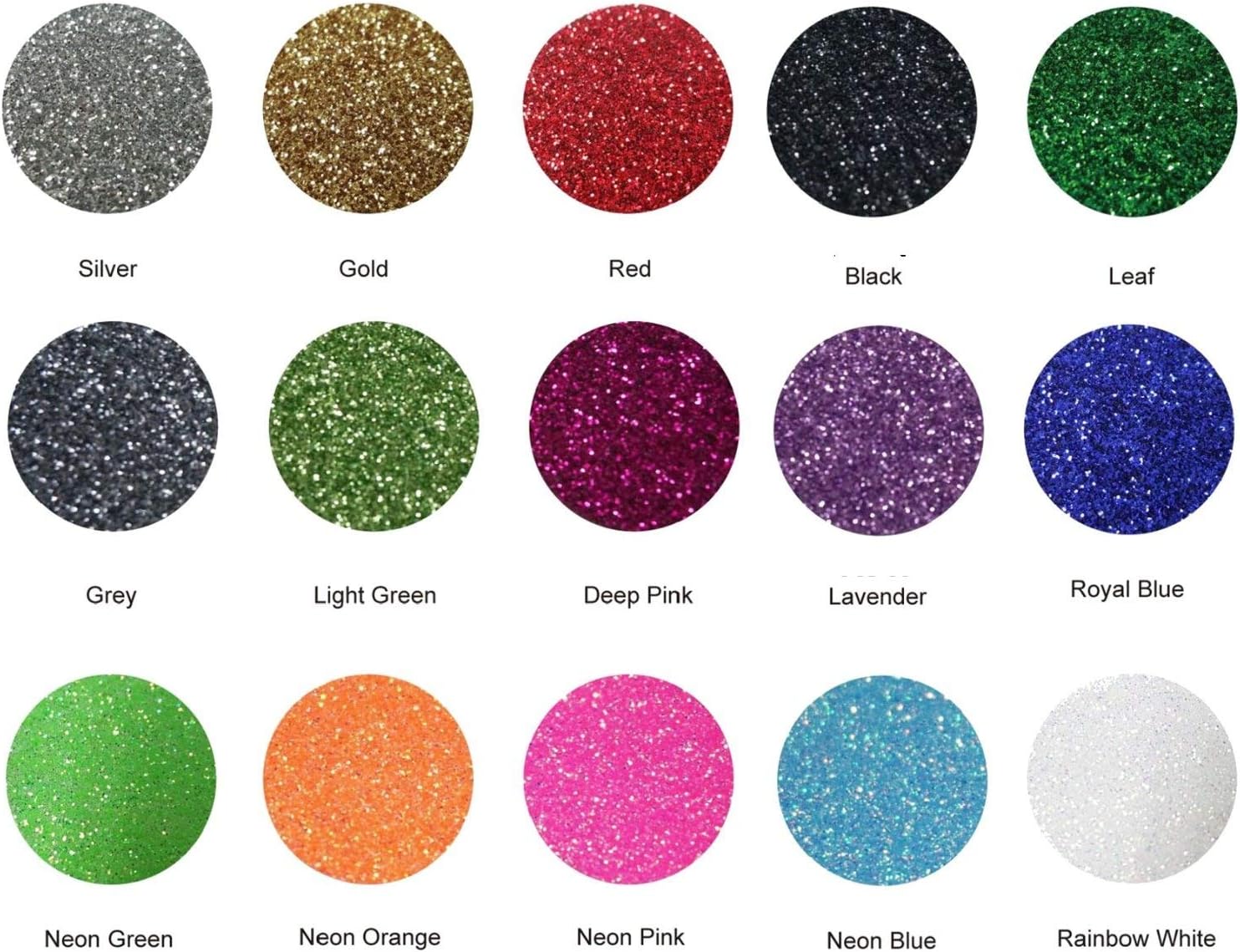 Fame Crafts Glitter Heat Transfer Vinyl (HTV), 12" x 10" 15-Color Starter Bundle
