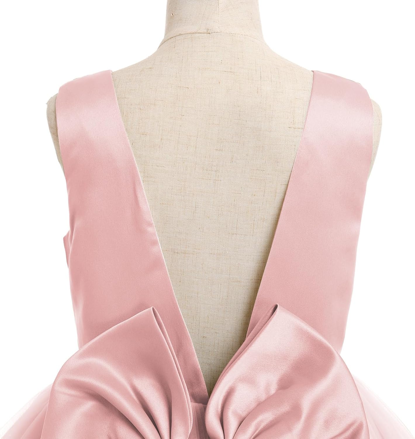 IDOPIP Flower Girl V-Backless Bowknot Dress for Kids Wedding Formal Party Pageant Maxi Gown Princess Communion Tulle Dresses - Image 2