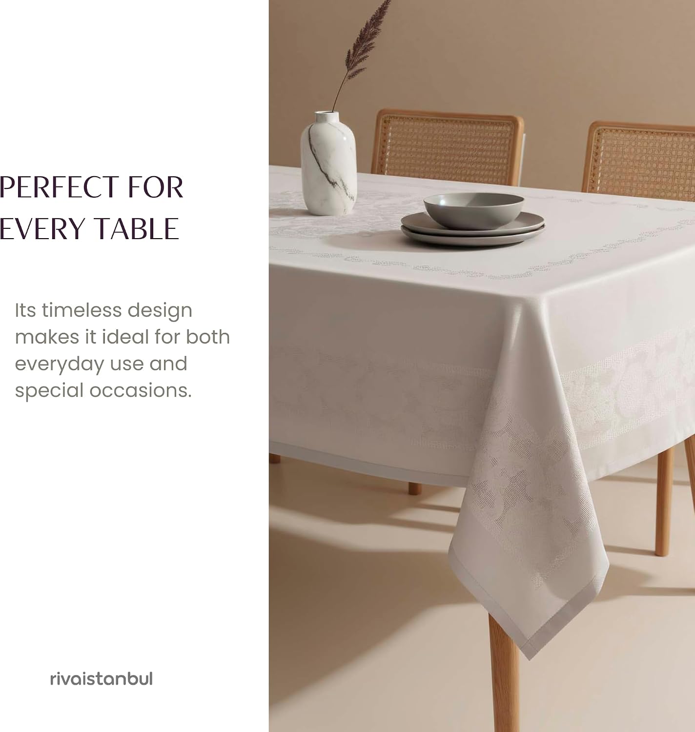 Rectangular & Round Tablecloth for Dining & Picnic | Botanical Print Fabric Table Cover for Indoor Outdoor Tables | Durable Table Cloth for Kitchen, Parties, Holidays & Everyday Use