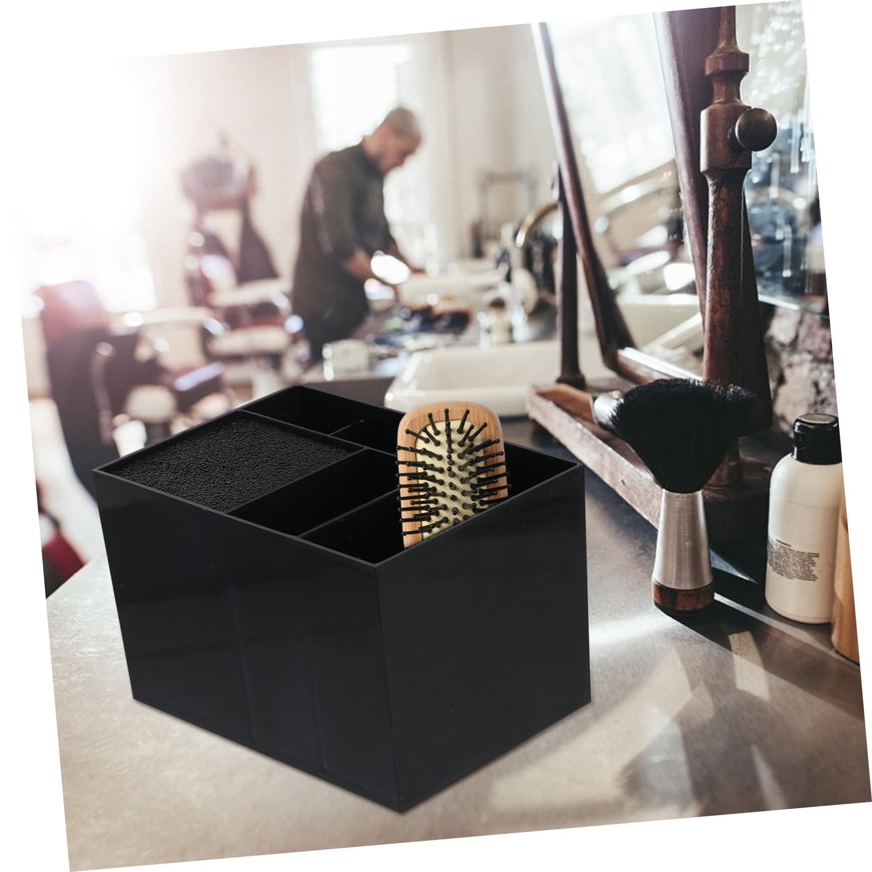 Organizzatore Parrucchiere in Plastica Nero con Scomparti Multipli e Capacità Elevata per Conservare e Organizzare Strumenti per Acconciature, per Salone o Camera
