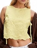 Women Summer Beach Boho Eyelet Embroidered Tie Tank Tops Sleeveless Button Down Fashion Cute 2025 Y2K Clothes