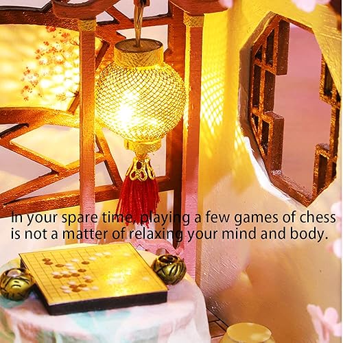 Miniatura 13 de Roroom Kit de casa de muñecas en miniatura y muebles, mini casa de muñecas de madera 3D, modelo artesanal estilo chino con cubierta a prueba de Hl05