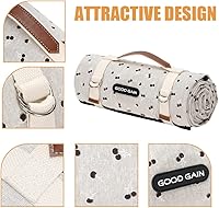 Vista 5 de Mantas de picnic extra grandes para exteriores con correa de transporte, de gran tamaño, 78 x 57 pulgadas, impermeable y a prueba de arena, alfombra