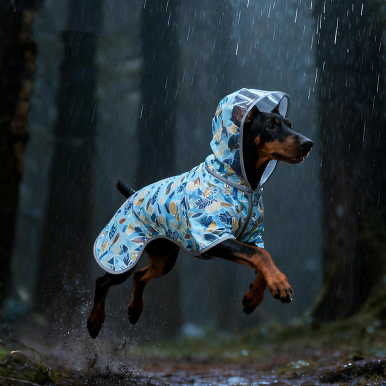 Windproof Pet Rain Coat for Puppies to Large Dogs Adjustable Size Rainwear Walks Dog Raincoats with Tail Cover