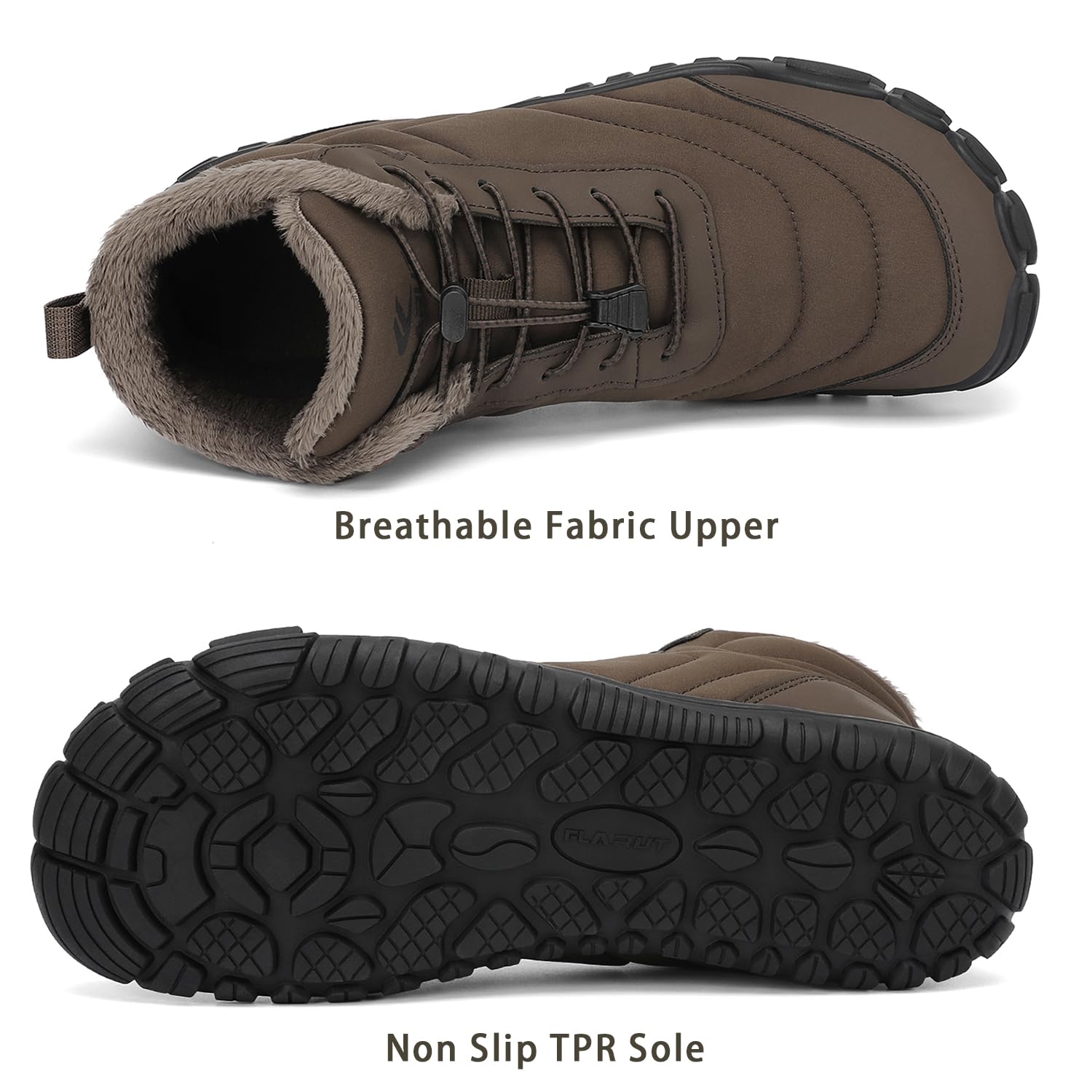 FLARUT Scarpe Invernali a Piedi Nudi Uomo Donna Barefoot Scarpe Foderate Caldo Scarpe a Punta Larga Resistenti all'acqua Scarpe da Trail Running Trekking InvernoStivali