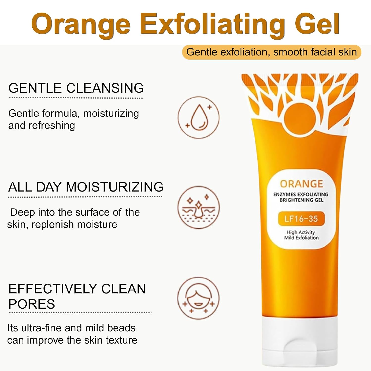 2pcs Orange Exfoliating Gel Scrub For Face & Body,Moisturizer Face Body Scrub Gel,Deep Cleansing, Gentle Moisturizing, Suitable For All Skin Types.