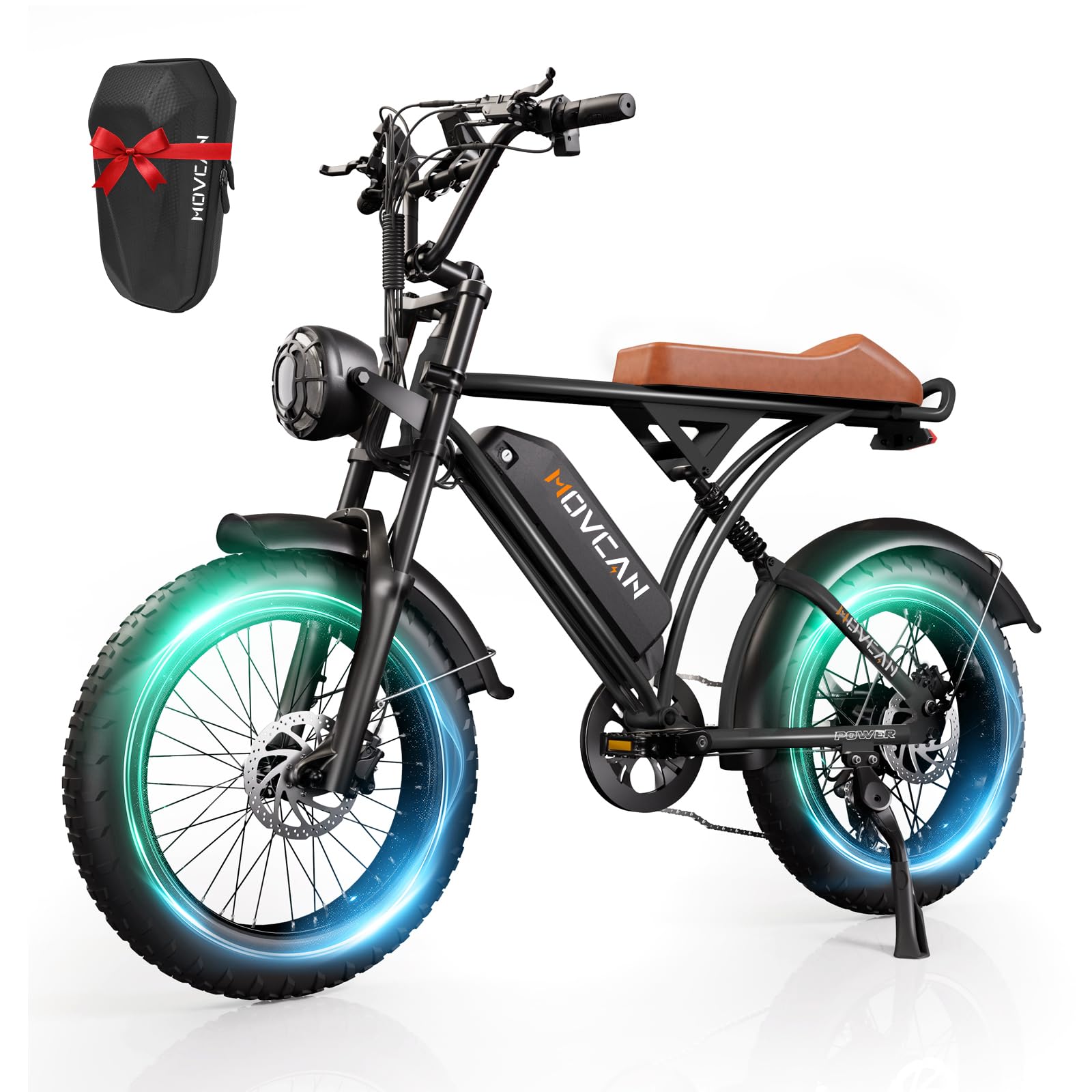 Movcan V60/V60 Pro Electric Bike, 48V 15.6/18.2Ah Removable Battery 20” Fat Tire Electric Bike, 1000/1500W Motor 30/33MPH Top Speed Electric