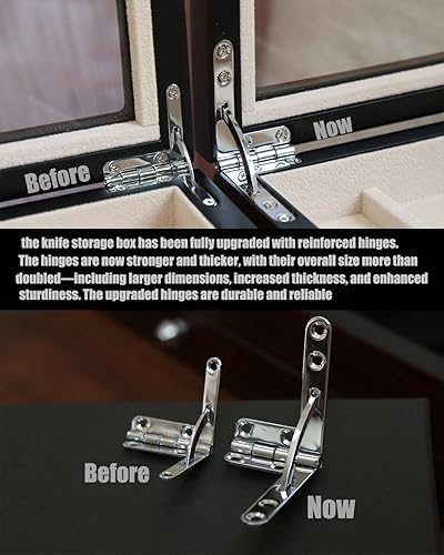 Miniatura 9 de Estuche de exhibición para cuchillos, caja de almacenamiento de 22-26 ranuras, chapa de ébano, 3 niveles, con cerradura, vitrina y organizador para