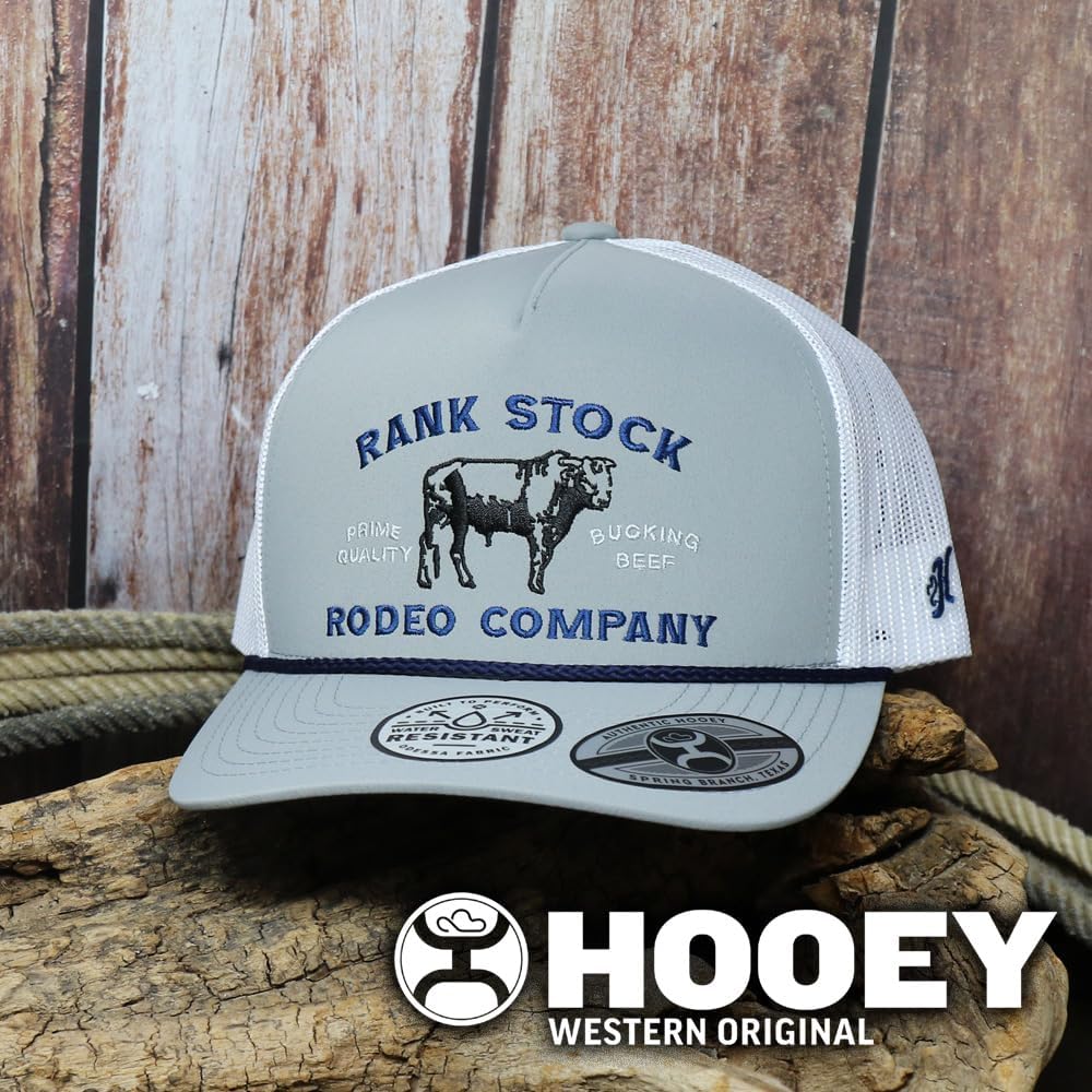 HOOEY Rank Stock Stitched Trucker Hat - Adjustable Snapback, Breathable Mesh Baseball Cap