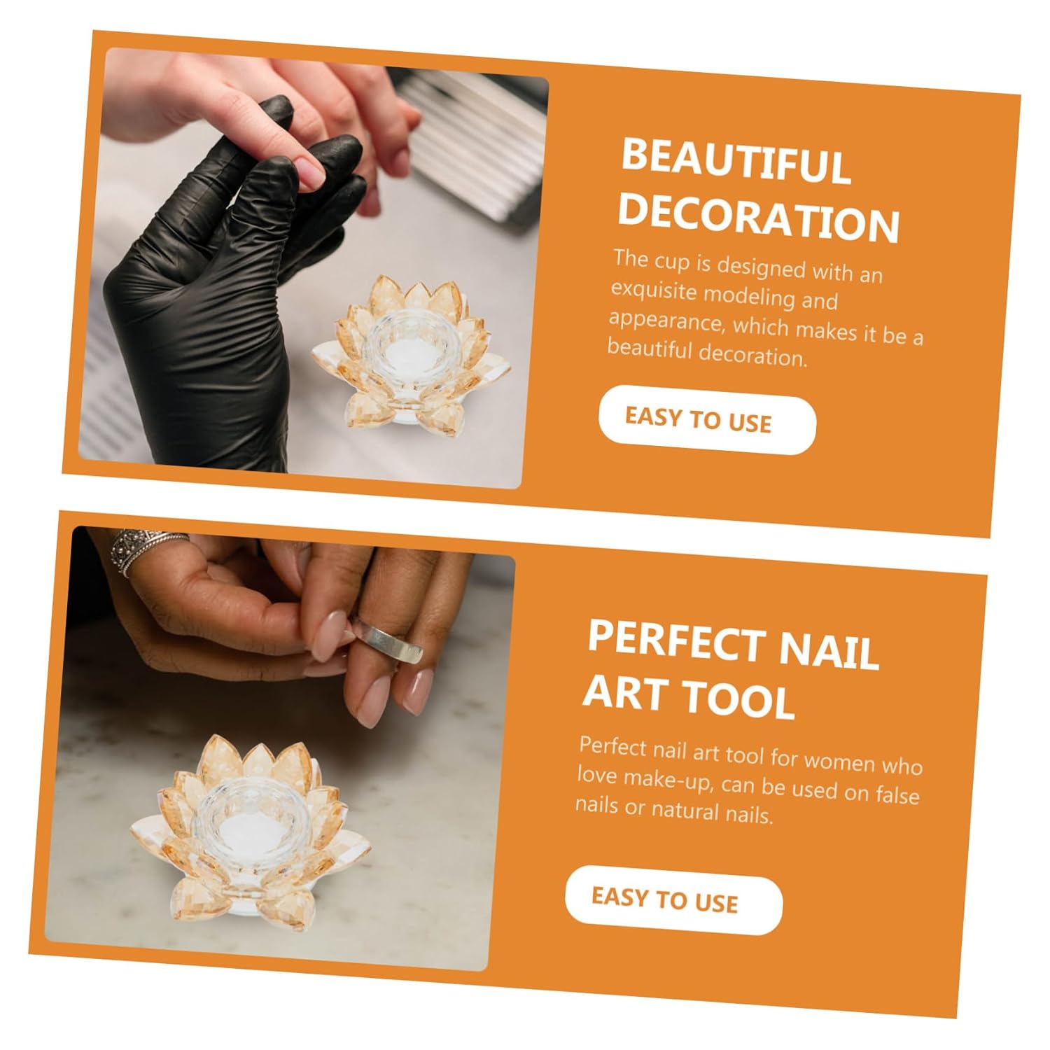 Crystal Nail Polish Cup Manicure Bowl Soaking Gel Supplies Press Nail Container Hand Manicure Tool