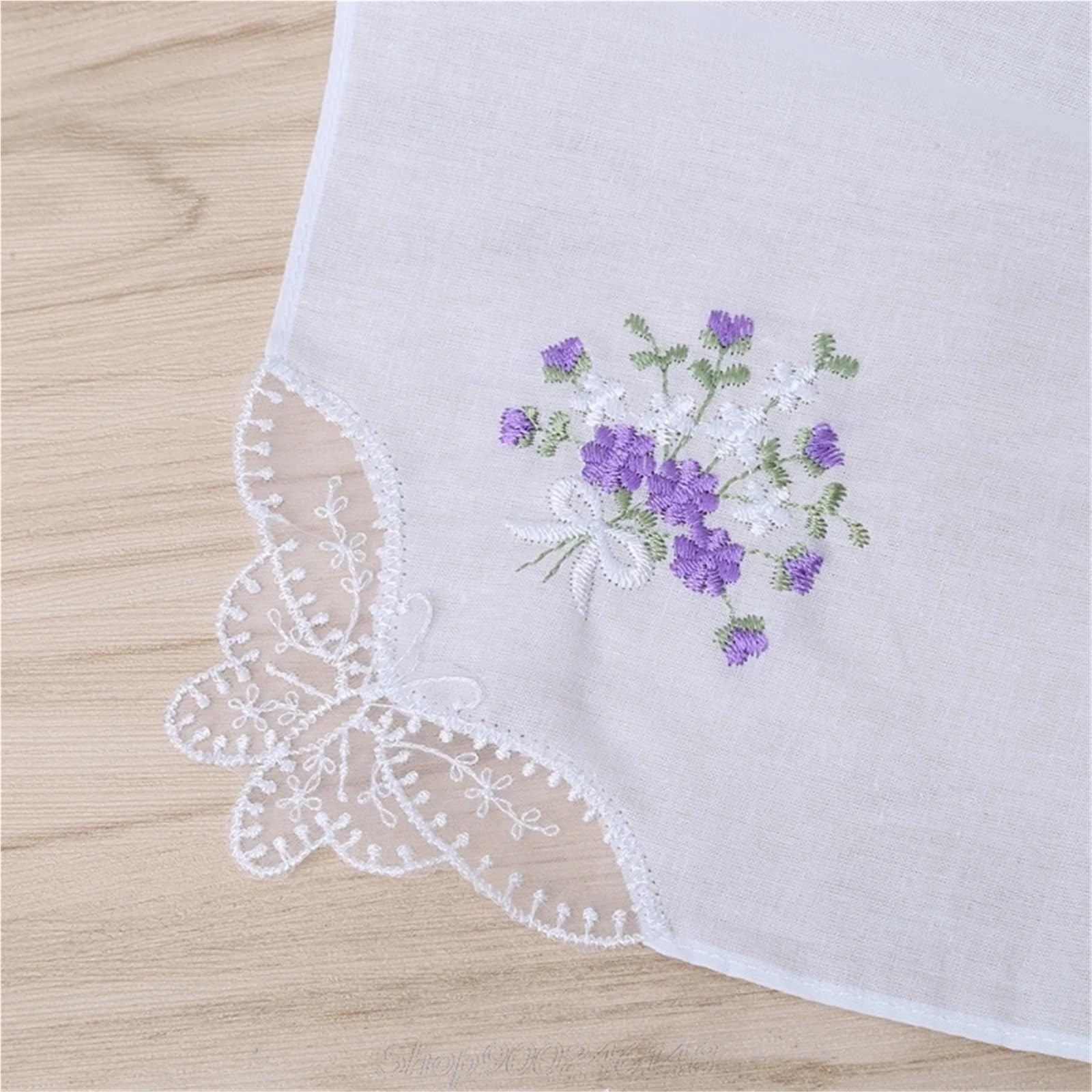 TaschentüCher 6 Stück Vintage Baumwolle Damen bestickte Spitze Taschentuch Frauen Blumen Einstecktuch