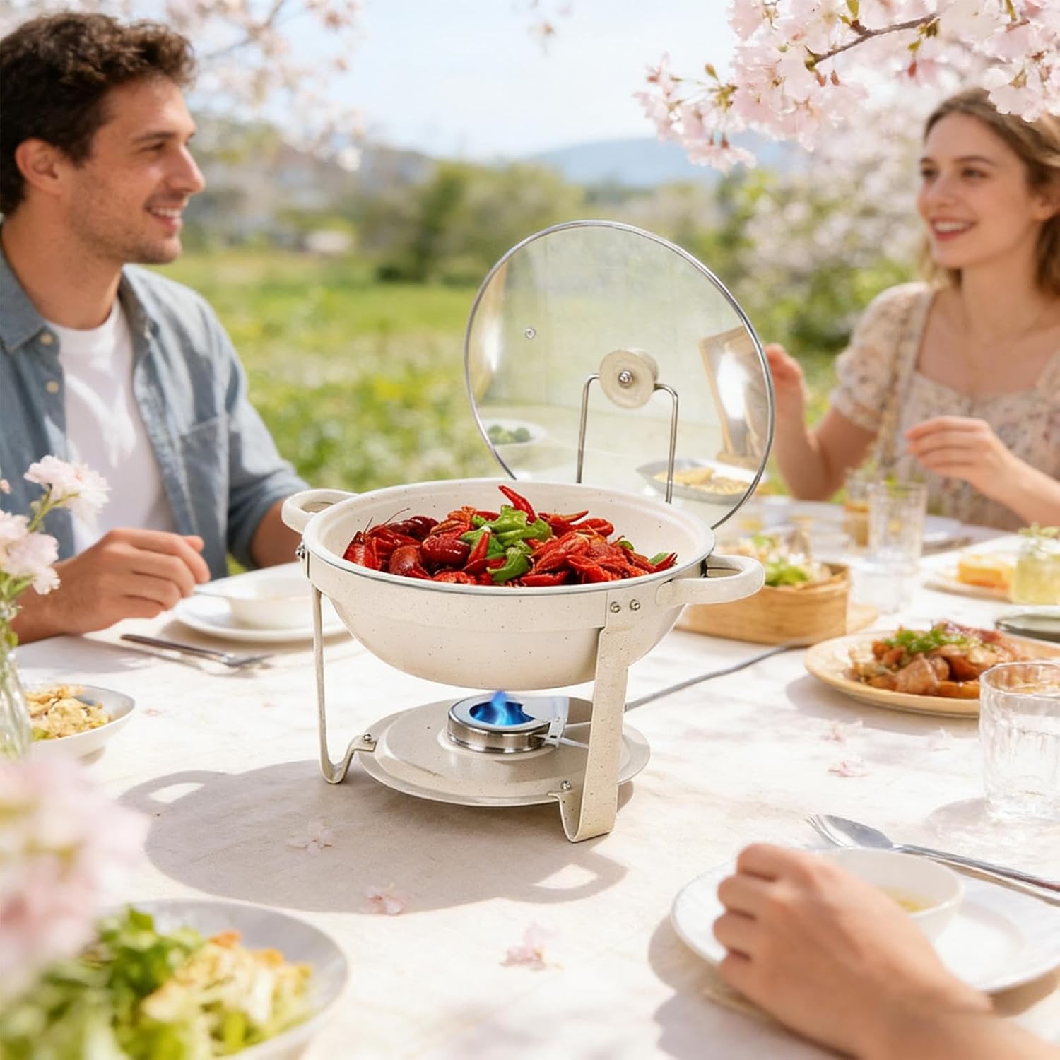 Buffet Dishes, Nonstick Dinner Plate, 13.78x13.78x5.51 Inches Chafing Dish Grip, Heat Resistant Gadget with Balance, Stylish Party Accessory with Style Finish, Home Accessories for Wedding Receptions