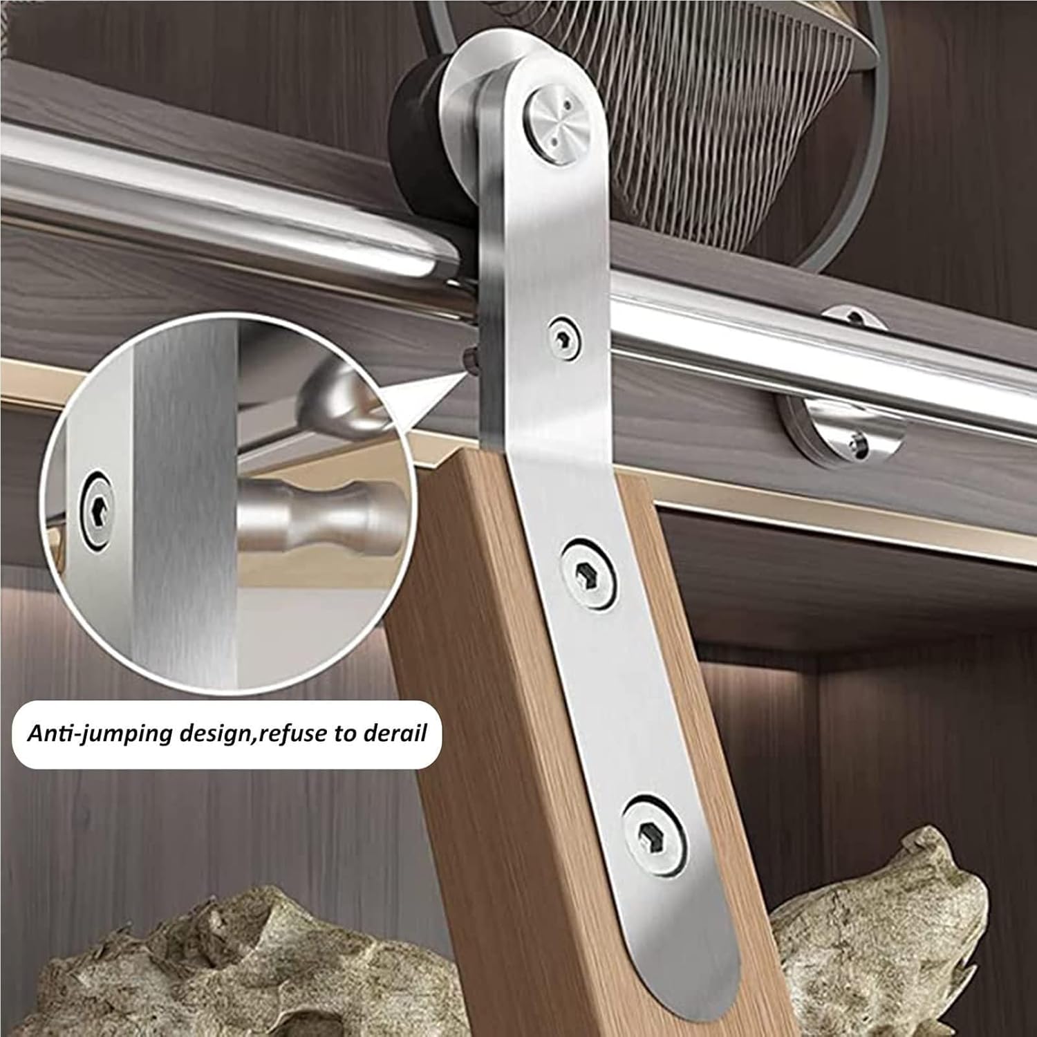 Rolling Library Ladder Hardware Kit Stainless Steel Sliding Ladder Track with Floor Roller Wheels Easy to Install and Stable Round Tube Design (No Ladder Included) Size: 3