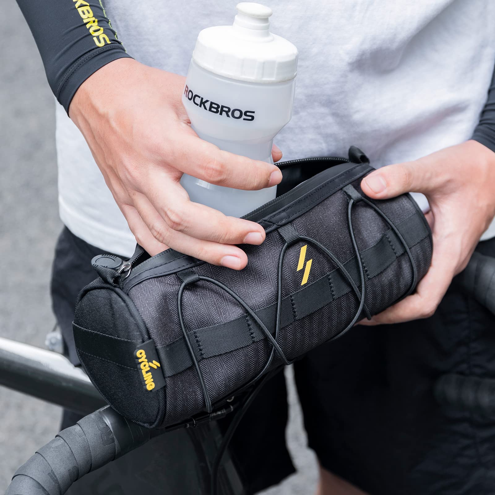 ROCKBROS Lenkertasche Fahrradtasche 2,1L – Fahrradlenker Tasche für MTB, Rennrad, Gravel & E-Bike, Leichte & Robuste Bikepacking Tasche mit Schultergurt für Outdoor & Pendeln