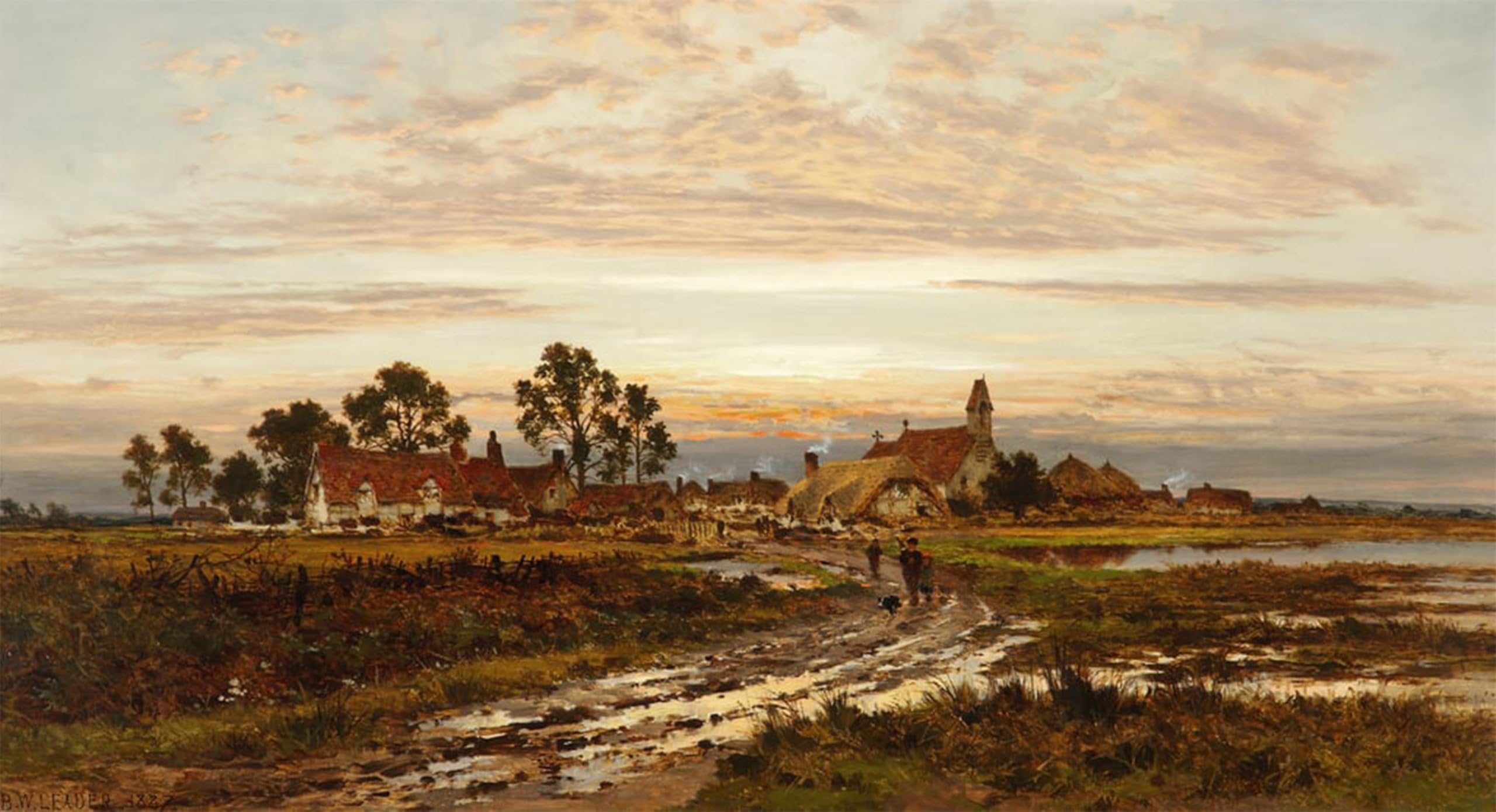 ARTXLXXBN Famous Prints Artwork Pictures Poster Painting Art Worcestershire Morning Cleaaring After Rain by Benjamin Williams Leader Artwork Landscape Pictures for Home Decor 60x90cm