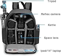 Vista 3 de CADeN - Mochila para cámara profesional DSLR / SLR sin espejo, resistente al agua, maletín compatible con accesorios de cámaras Sony, Canon, Nikon