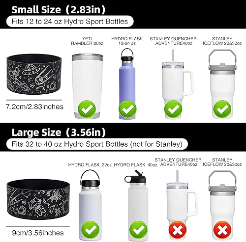 Miniatura 2 de Omoojee Water Bottle Boot Sleeve, Protective Silicone Boot Compatible with Hydro Flask Water Bottle, Simple Modern, Yeti (Universe, Astronaut)