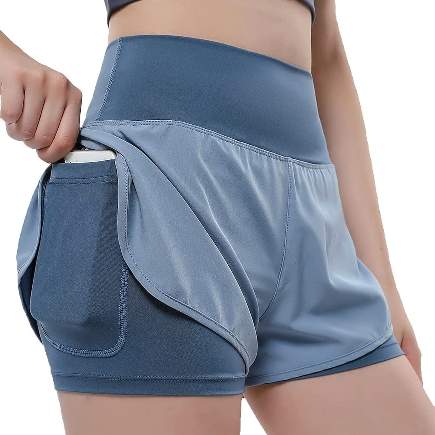 Leirke 2 in 1 Women's Sports Shorts Summer Quick Drying Fitness Shorts Yoga Gym Jogging Training Sports Trousers with Pockets : Sports & Outdoors