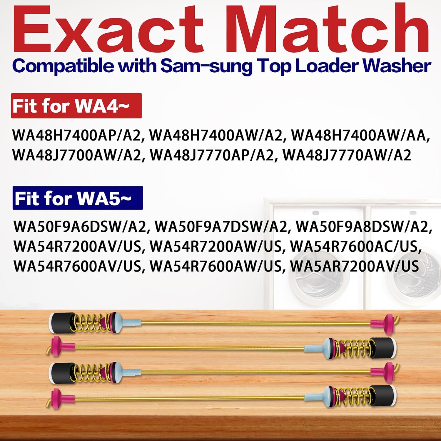 DC97-16350V Washer Suspension Rods 27.6 Inch Fit for Sam-sung WA48J7700AW/A2 WA50F9A7DSW/A2 WA50F9A8DSW/A2 WA54R7200AV/US WA54R7200AW/US WA54R7600AC/US WA54R7600AV/US WA54R7600AW/US WA5AR7200AV/US