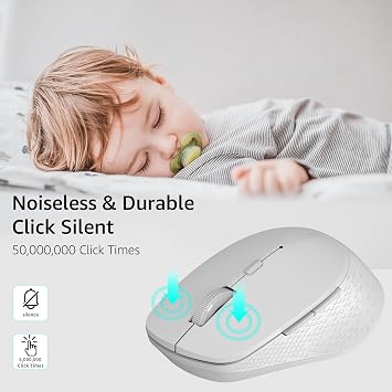 Rapoo M300G Silent Wireless Mouse, Bluetooth Mouse for Laptop, 2.4GHz with USB Receiver, 2400 Adjustable DPI Optical Tracking, 1 Year Battery Life, Compatible with PC, Grey