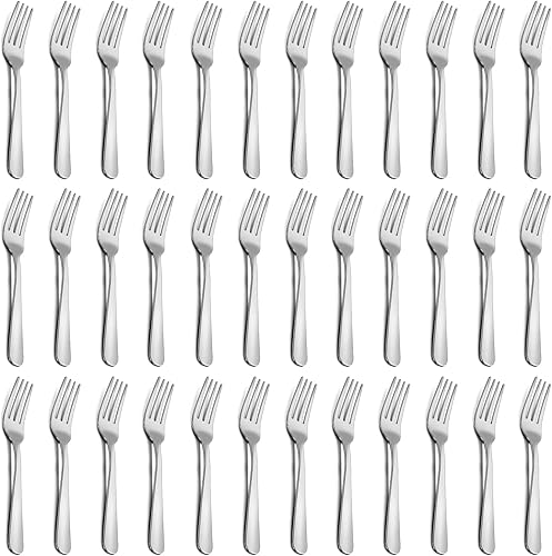 Miniatura 9 de Juego de 24 tenedores de cena, Funnydin tenedores de acero inoxidable de 7.1 pulgadas, cubiertos, juego de tenedores de mesa duraderos, uso