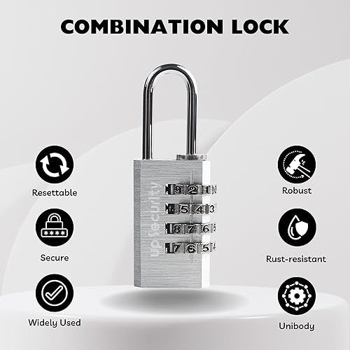 Miniatura 3 de Cerraduras de equipaje pequeñas, cerradura combinada con código para artículos esenciales de viaje, combinación de candado pequeño, candado de