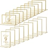 Hoteam 18 Pack Acrylic Sign Holder 4 x 6 Inch Gold Frames Wedding Table Number Holders, Double Sided Picture Frame Clear Display Menu Stand for Home Photo Flyers Wedding Party (Horizontal, Vertical)