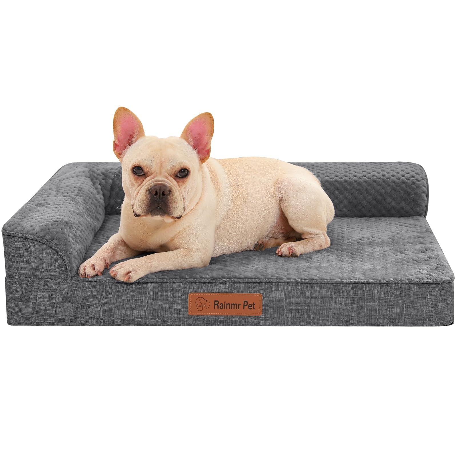 Orthopedic Dog Bed for Small and Medium Dogs, Memory Foam Pet Bed with Washable Removable Cover, Nonskid Bottom, Waterproof, for Indoor, Outdoor, Crate ＆ Car Use, 30x20x6 Inches, Dark Grey