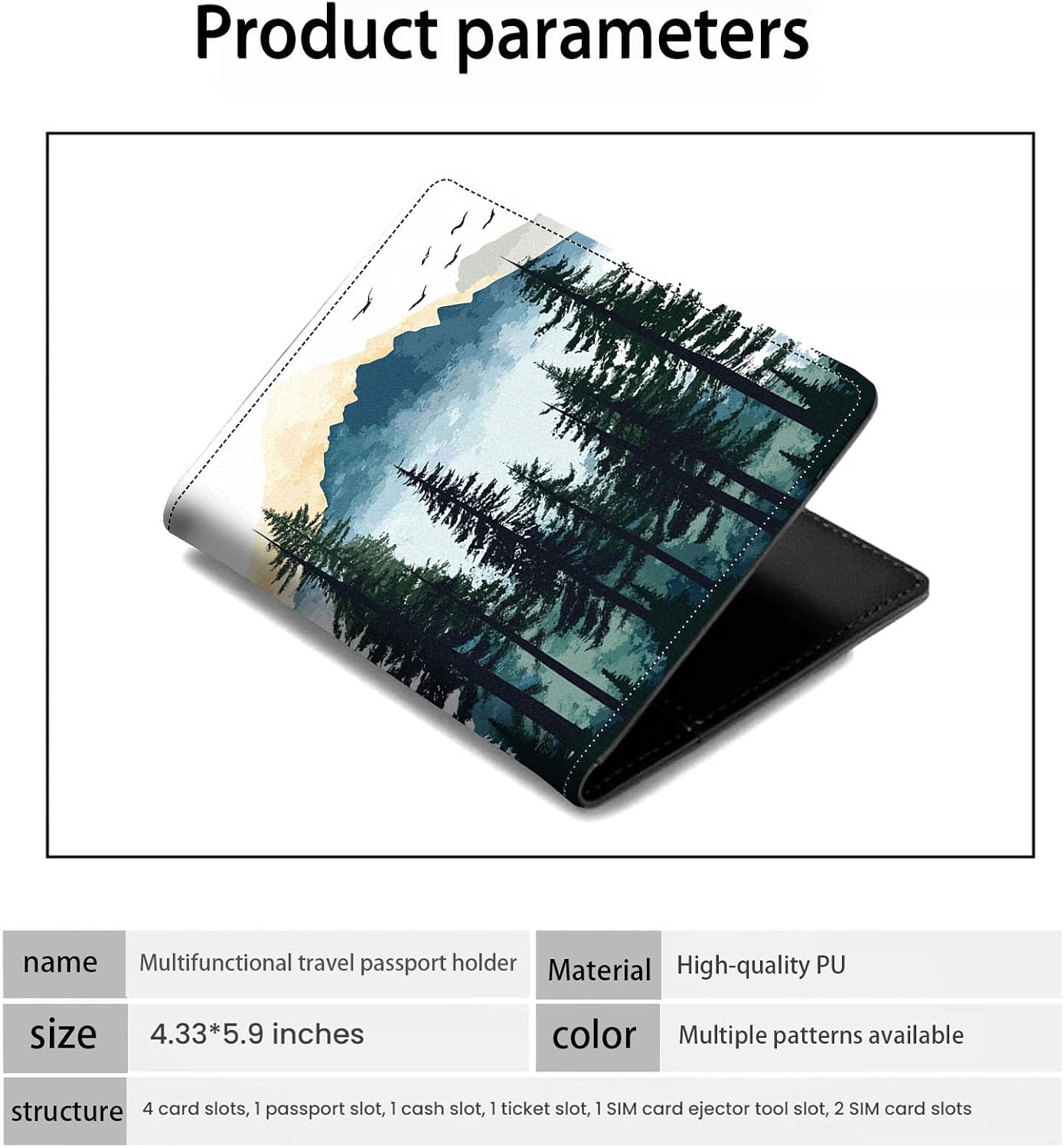 Passport Holder Wallet Cover Case,RFID Blocking Passport Cover,Large Capacity Travel Wallet with Multi Card Slots (Watercolor Forest Mountains)