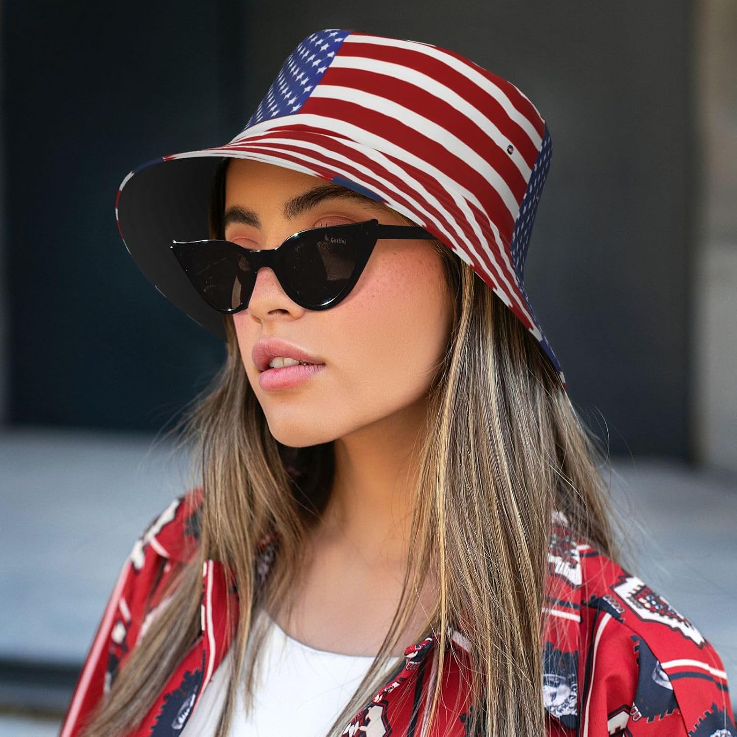 American Flag Baseball Print Winter Bucket Hat Packable Unisex Sun Hat Summer Travel Beach Fishing Cap for Men Women Black
