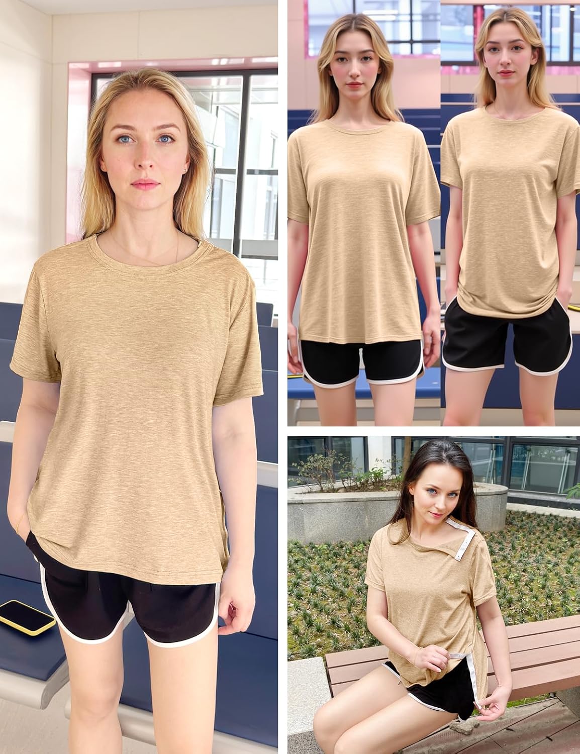Shoulder Surgery Recovery Shirts Women Post Surgery Shirt Left and Right Side Snap Access Recovery T Shirt for Women - Image 3