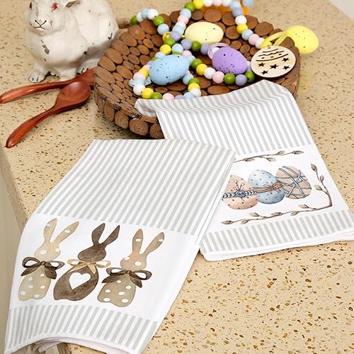 Miniatura 6 de ARKENY Toallas de cocina de Pascua, paños de cocina de conejo beige de 18 x 26 pulgadas, decoración de primavera de temporada para casa de campo,