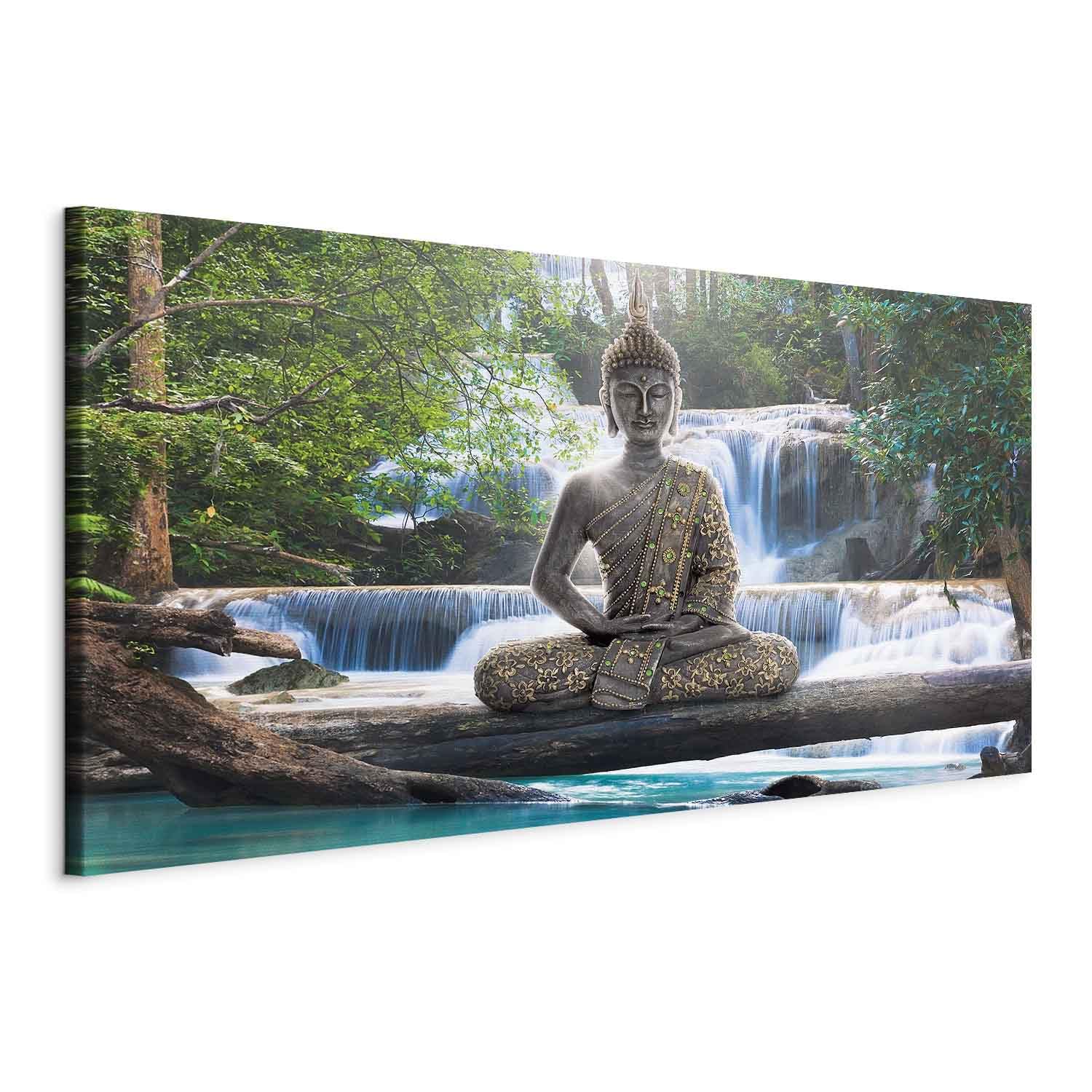 B&D XXL Wandbild Mega XXXL BuddhaEinteiliger XXL-Format Kunstdruck zur Selbstmontage Leinwandbilder moderne Bilder DIY Wanddekoration Wohnung Deko Wasserfall c-A-0021-ak-e