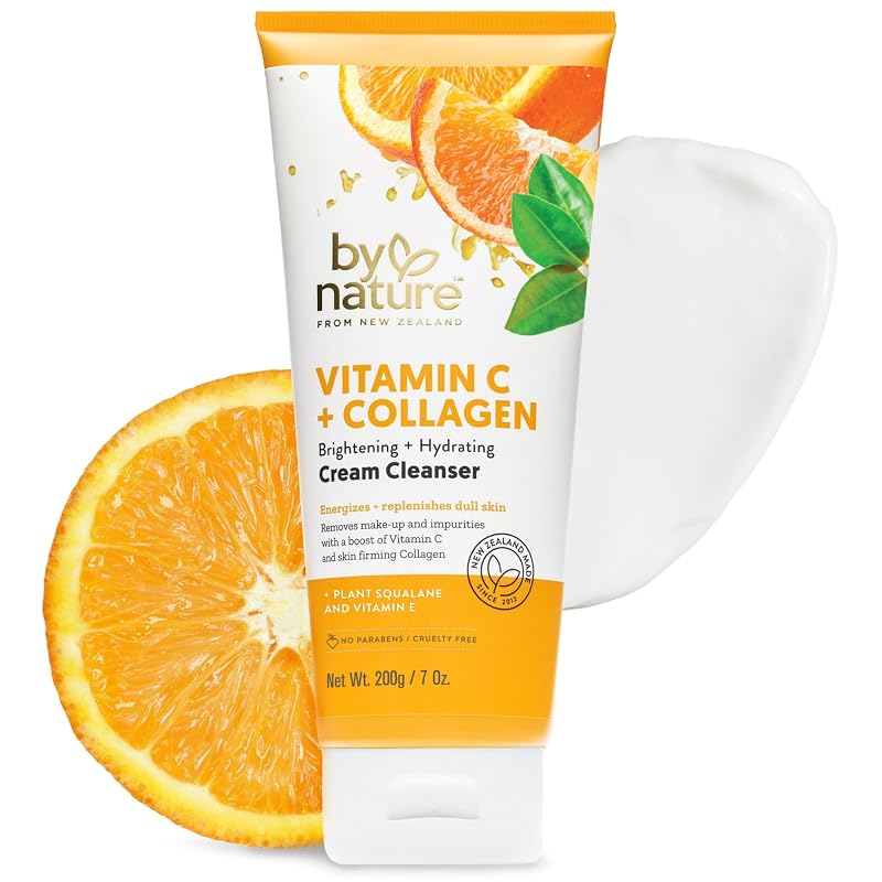 By Nature Limpador Facial Cremoso com Vitamina C e Colágeno, 198 g