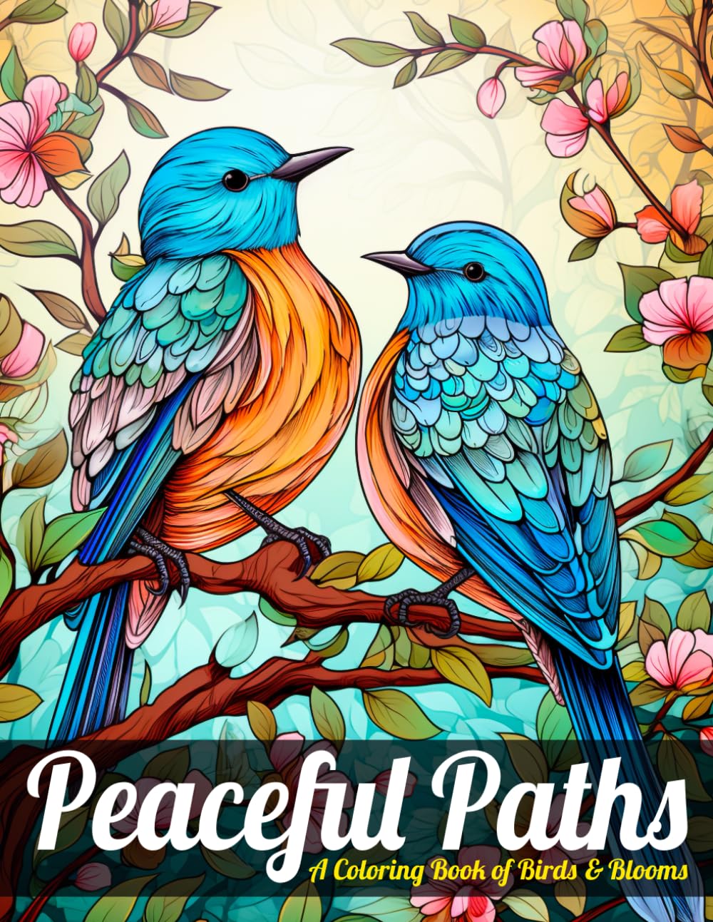 Peaceful Paths, A Coloring Book of Birds & Blooms: Relaxing Coloring Book for Kids and Adults with Beautiful Birds and Flowers