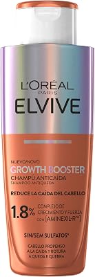 L'Oréal Paris Elvive Growth Booster Champú sin sulfatos Anticaída, 200ml | Formulado con Aminexil-R™, Estimula el Crecimie...