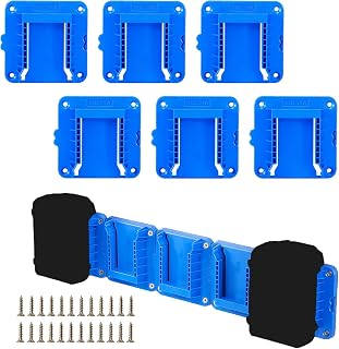 6 Pack Battery Holder Wall Mount Compatible with Kobalt 24V Batteries - Secure Storage Organizer for Kobalt 24V Power Tool Batteries, Garage Wall Mount Storage
