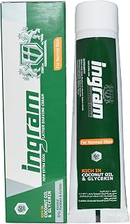 1Pcs Ingram New Extra Cool Lather Shave Cream Shaving Tube 60 g Glycerin Coconut Oil For A (1 Pack = 2.6 oz/gm), White